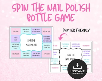 Spin The Nail Polish Bottle Game, Teen Party Game, Sleepover Party Game, Nail Painting Printable Game, Spa Day Party Game, Birthday Games