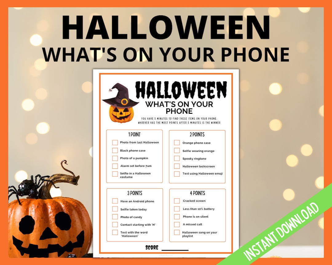 Halloween What's on Your Phone Game Halloween Printable