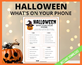 Halloween What's on Your Phone Game, Halloween Printable activity for adults and Kids, Halloween Party Game, Halloween Phone Scavenger Hunt