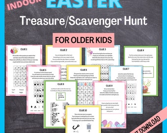 Easter Treasure Hunt for Teens, Easter Egg Scavenger Hunt for older kids, Teenager Easter Games, Easter Activity, Printable Easter Egg Hunt