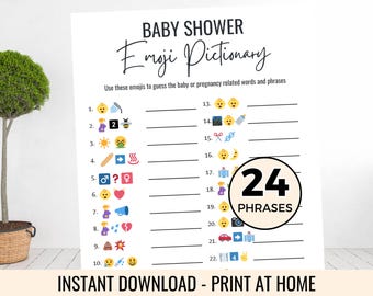 Baby Shower Emoji Pictionary Game, Baby Phrases, Printable Gender Neutral Baby Shower Game, Baby trivia, Baby Phrases, Baby Sprinkle