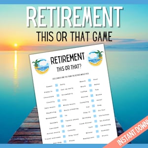 Retirement This or That Game, Retirement Games, Retirement Party Games, Retirement Party Ideas, Retiree party, Fun Retirement Party Games