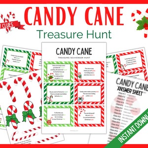 Candy Cane Treasure Hunt, Christmas Treasure Hunt, Candy Cane Christmas Party Games, Candy Cane Scavenger Hunt, Indoor Treasure Hunt Clues image 2