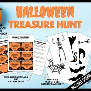 Indoor and Outdoor Halloween Treasure Hunt Clues with Props, Scavenger Hunt, Halloween Scavenger Hunt for Kids, Teens, Halloween Party Games