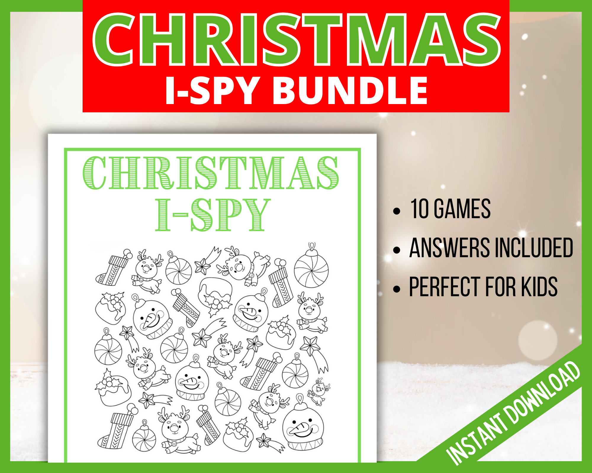 Christmas Ispy, Printable I Spy Game, Christmas Counting Game, Kids ...