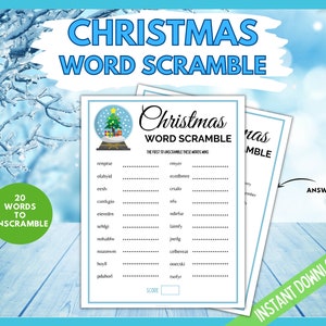 Christmas Word Scramble, Holiday Party Game, Xmas Party Word Scramble Game, Fun Christmas Game, Holiday Activity, Family Christmas Eve Games