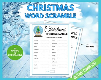 Christmas Word Scramble, Holiday Party Game, Xmas Party Word Scramble Game, Fun Christmas Game, Holiday Activity, Family Christmas Eve Games