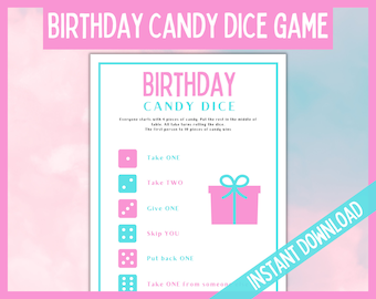 Candy Dice Game, Pink Birthday Party Games for Kids, Candy Game, Kids Games, Birthday Games, Kids Games, Fun Party Games, Family Dice Game