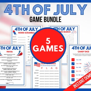 Fourth of July Games Bundle, Printable 4th of July Party Games, Independence Day Games, 4th of July Party Activities for Kids and Adults