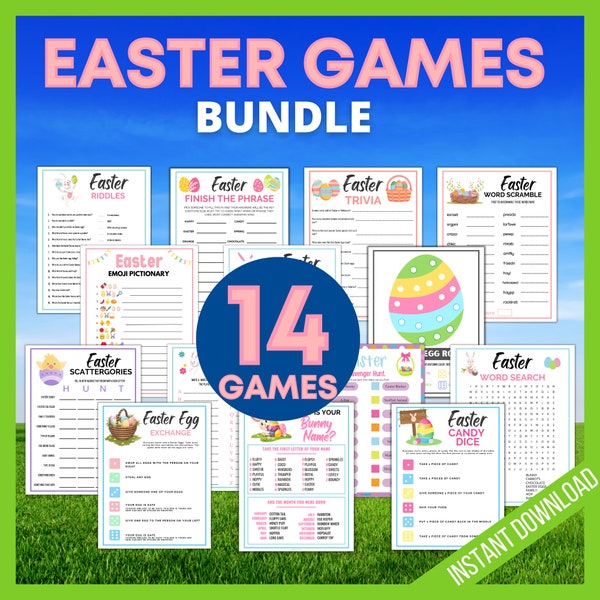 Ultimate Easter Games Bundle for Kids & Adults, Printable Easter Party Games, Easter Activity, Classroom Games, Fun Easter Activities
