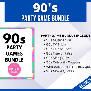 90s Printables Games Bundle,, 90s Printable Party Game, 1990s Trivia ...