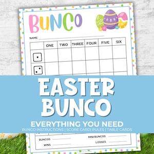 Easter Bunco Printable Party Pack and Scorecards, Bunco Game Rules, Tally Sheet, Download, Easter Party Game, Season Dice Game