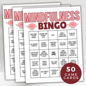 Mindfulness Bingo, Gratitude Bingo, Atividade de Mindfulness, Atividade de Aconselhamento Bingo, 50 Cartões de Mindfulness Bingo para Imprimir