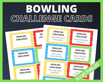 Printable Bowling Challenge Cards, Kids Bowling Party, Party Game cards for Kids, Tweens and Teens, Bowling Sheet