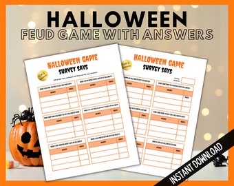 Halloween Family Feud Game, Halloween Feud, Halloween Party Games, Printable Halloween Games, Halloween Survey Says Game