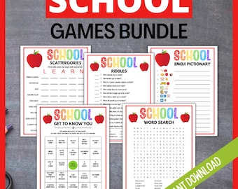 Pacote de jogos para impressão de volta às aulas, atividade em sala de aula, jogos escolares, jogo quebra-gelo, jogo do primeiro dia de aula, recurso para professores