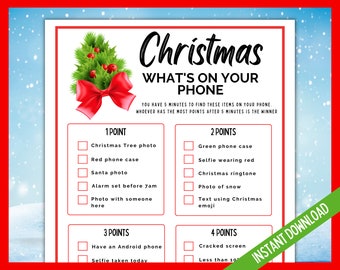 Christmas What's on Your Phone Game, Fun Christmas Game, Christmas Party Game, Holiday Xmas Printable Phone Game, Work Party Game