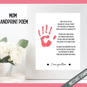 Mom Handprint Poem, Mother's Day Gift, Handprint Art for Mommy, Mommy ...