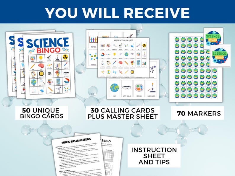 Science Bingo Cards, Science Printable, Chemistry Bingo, Science ...
