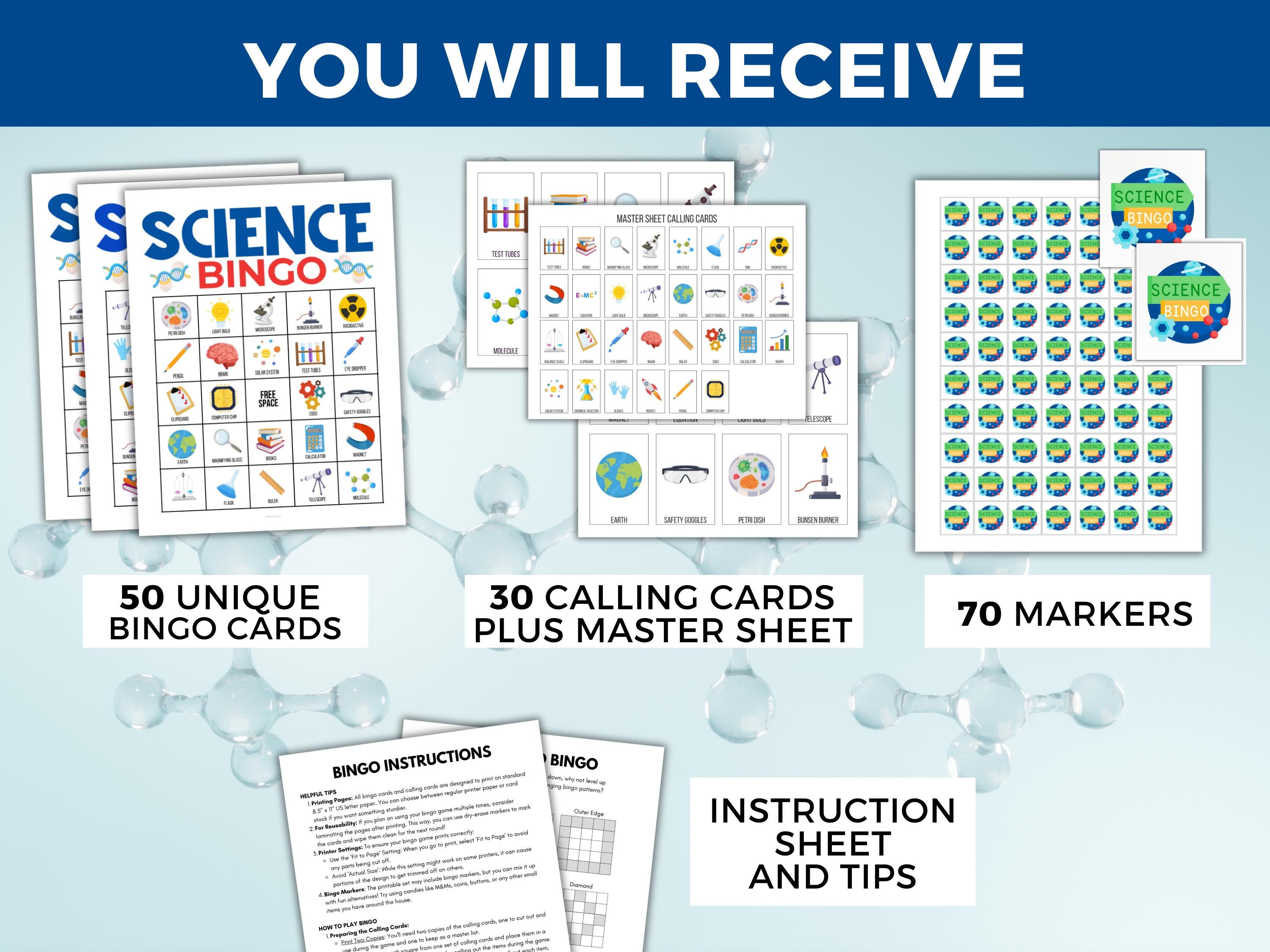 Science Bingo Cards, Science Printable, Chemistry Bingo, Science ...