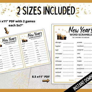 New Year's Eve Word Scramble, New Year's Eve Party Printable Games, Holiday Party Games, Party Word Scramble Printable, NYE Party Games image 2