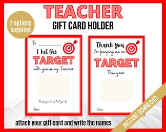 Teacher Appreciation Week Printable Gift Card Holders, Teacher Thank You, Teacher Appreciation Gift, End of Year Gift, On Target Gift Card