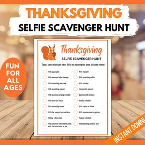 Thanksgiving Games Bundle, Selfie Scavenger Hunt, Find Someone Bingo, Thanksgiving Trivia, Thanksgiving Feud, Family Thanksgiving Fun image 5
