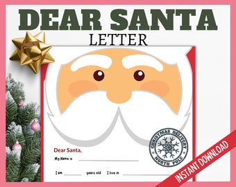 Dear Santa Letter, Santa Claus Letter, Christmas Letter To Santa, Santa Wish List, Father Christmas Letter, Xmas Letter For Kids to Write