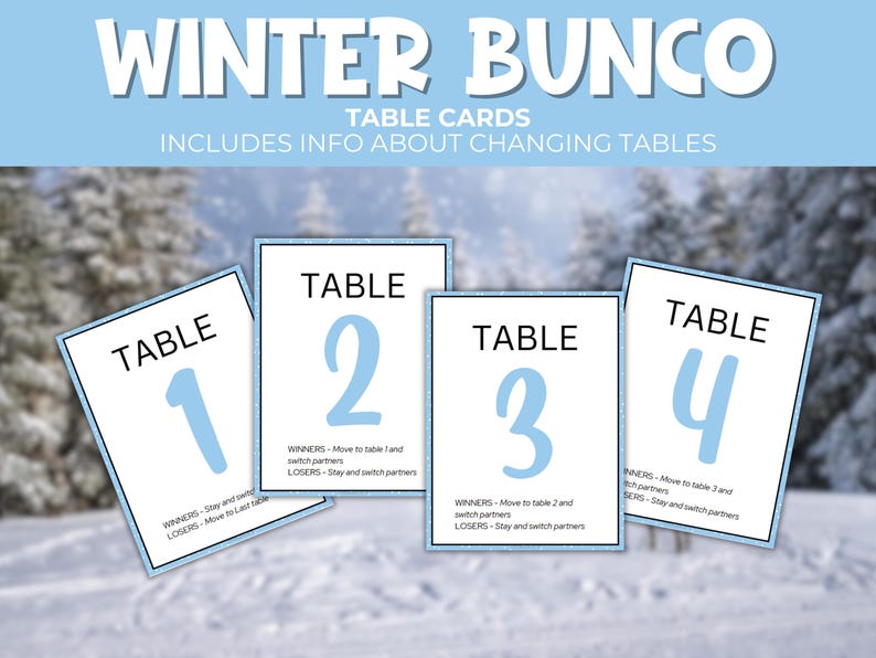 Winter Bunco Printable Party Pack and Scorecards Bunco Game Rules
