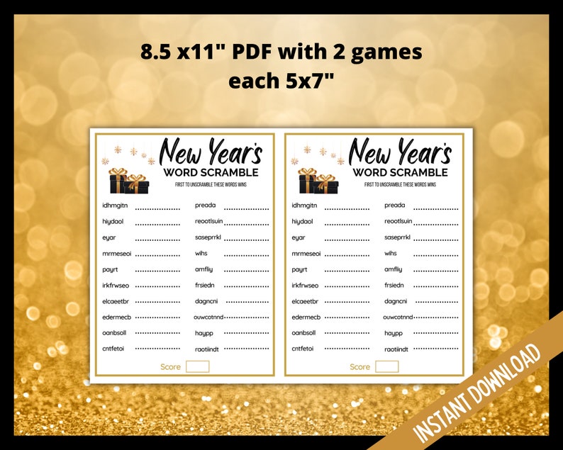 New Year's Eve Word Scramble, New Year's Eve Party Printable Games, Holiday Party Games, Party Word Scramble Printable, NYE Party Games image 5