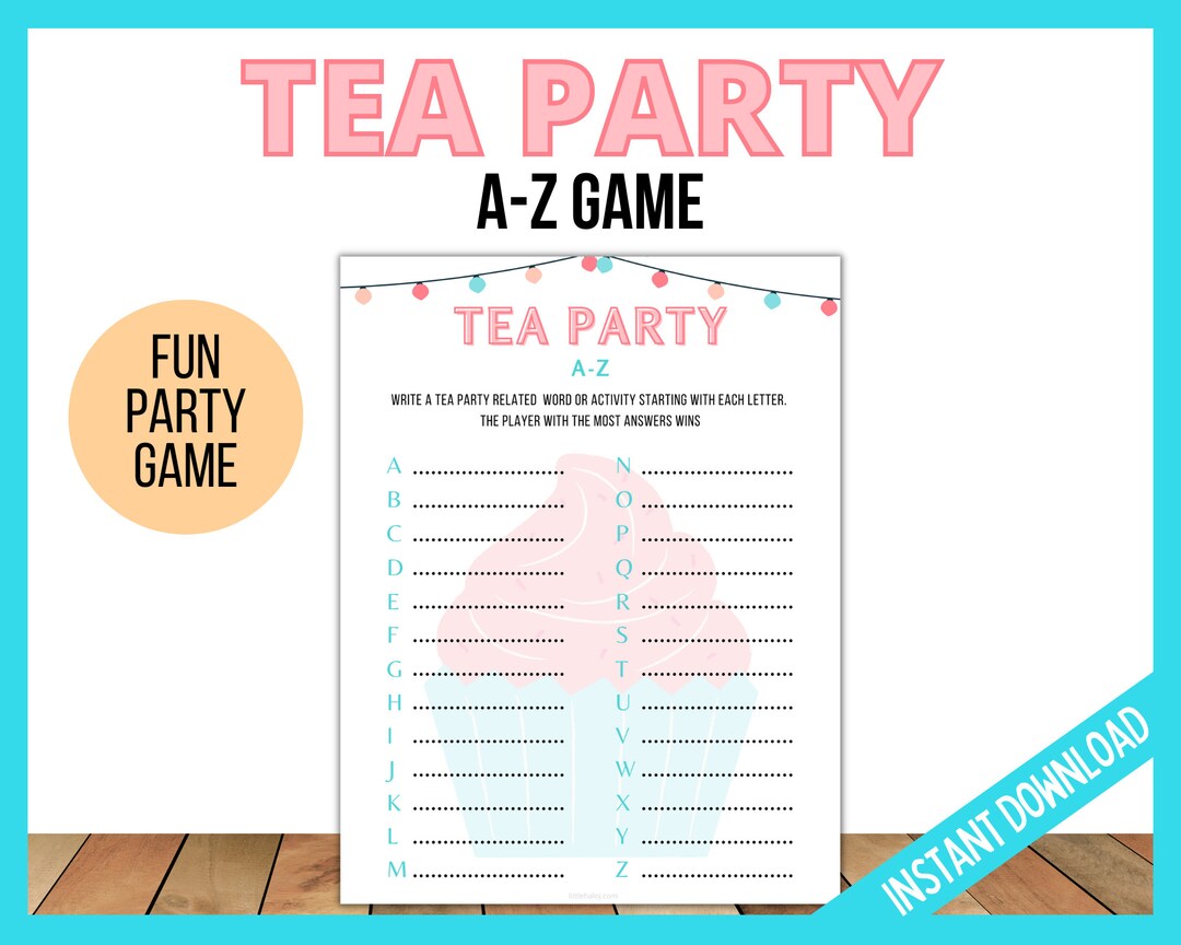 Tea Party A-Z Game, Printable Tea Party Game, Tea Party Fun Games ...