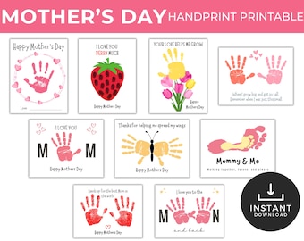 Mother's Day Handprint Craft, Kids Handprint Art, Mother's day Classroom Activity, Printable Keepsake, Toddler, Preschool