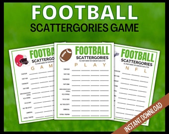 Football Scattergories Game, Printable Football Party Games, Sunday Football, Football Party Games, Football Sunday, Football Activity