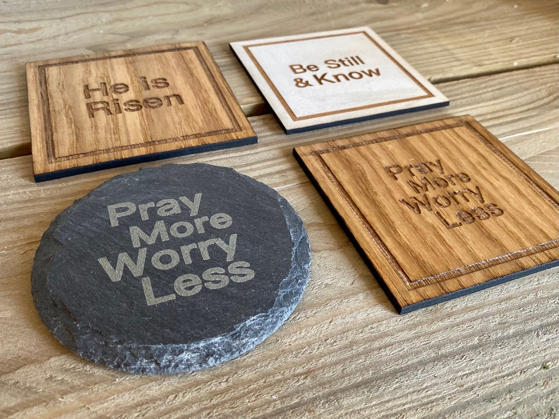 Christian Slogan Drinks Coasters Homely Laser Cut Engraved Etsy