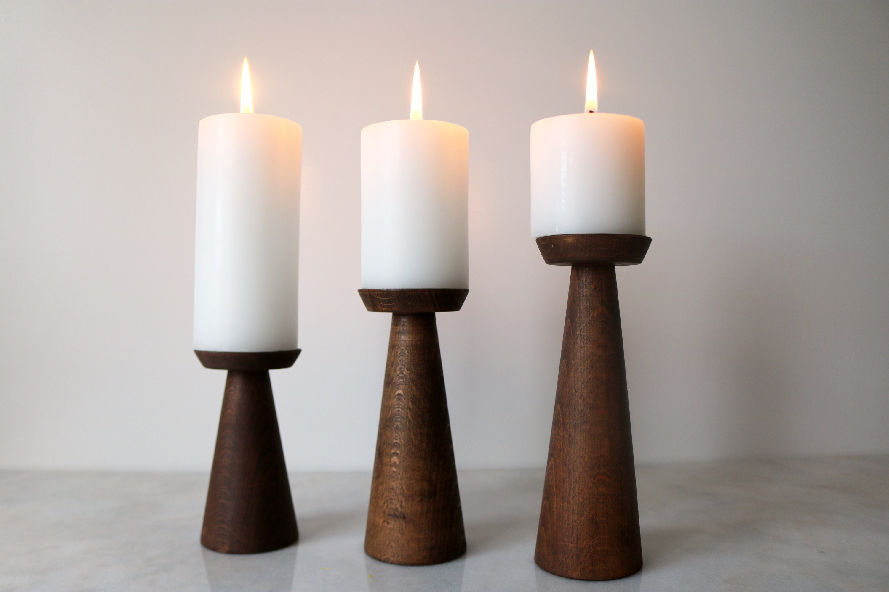 Set of 3 Pillar Candle Holder Gifts for Mom Handturned Etsy