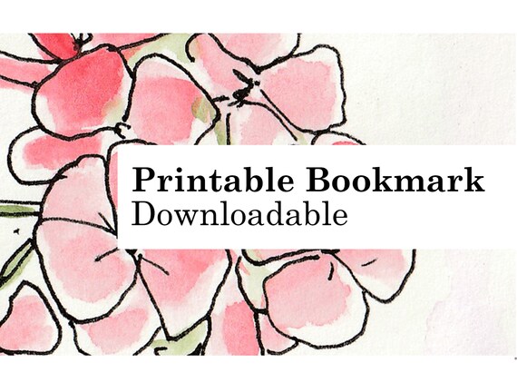 a printable bookmark download digital floral watercolour etsy
