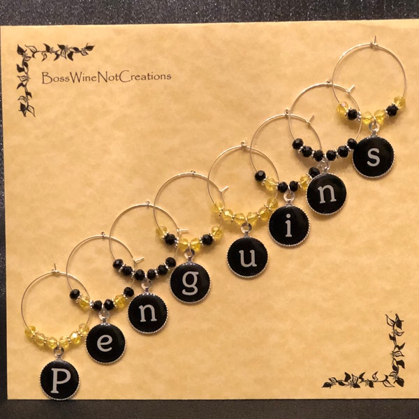 Pittsburgh Penguins Wine Charms