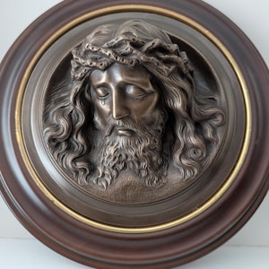 Jesus Wall Plaque Bas Relief Religious Ecce Homo Cold Cast Bronze