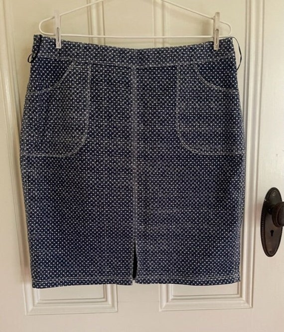 Skirt Vintage Jigsaw Navy Denim Look With White Spots With Lining Size 16 UK. Etsy