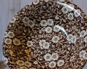 Vintage Crownford China Co CALICO Brown Cereal Berry Bowl Staffordshire England Brown transferware // Kitsch Kitchen MCM