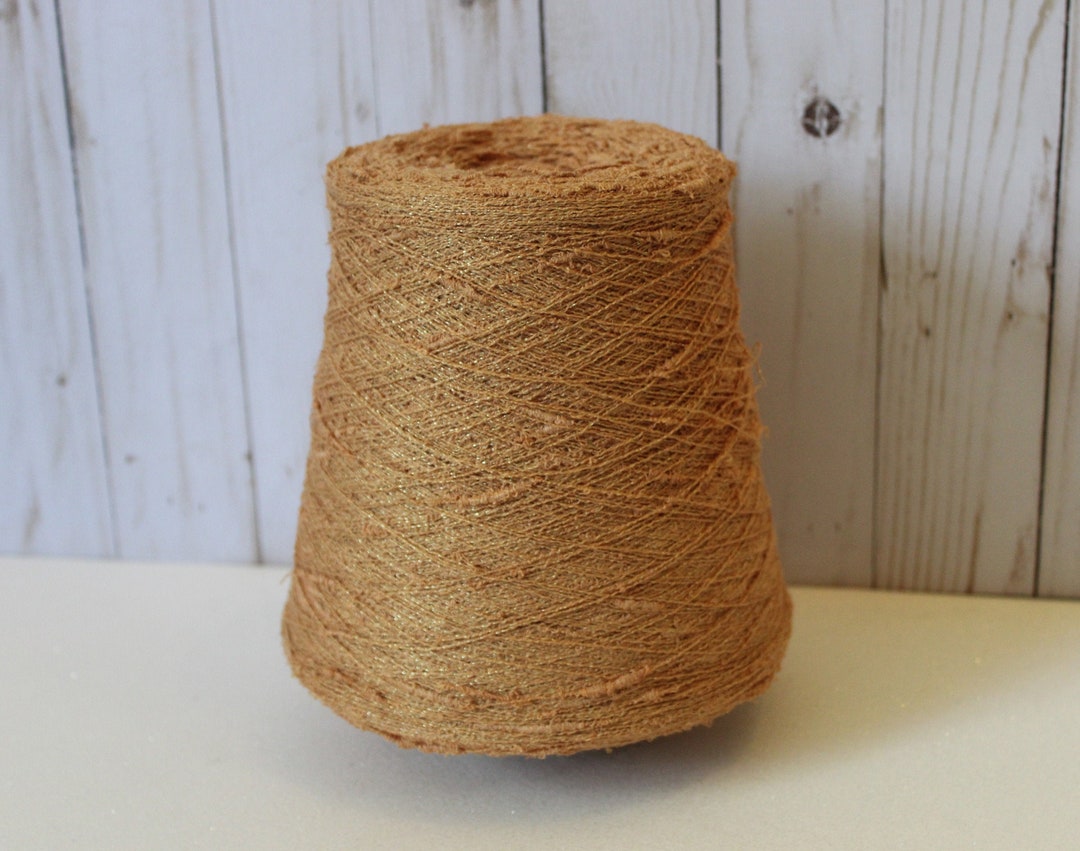 Vintage LARGE Spool Cone Salmon Coral with some Metallic Thread Yarn ...