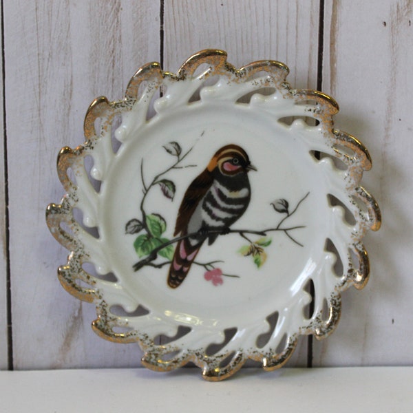 Vintage 50s Napco Hand painted Bird Dish Wall Hanging Decorative china Plate Rare Vintage Napco Original