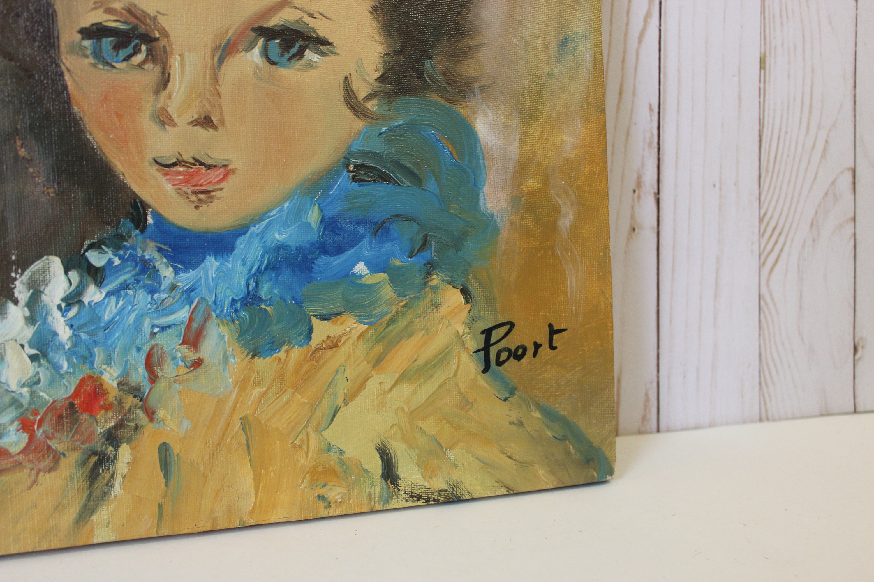 Vintage 60s 1960s Original Oil Paintings Portrait Signed Poort Belgium ...