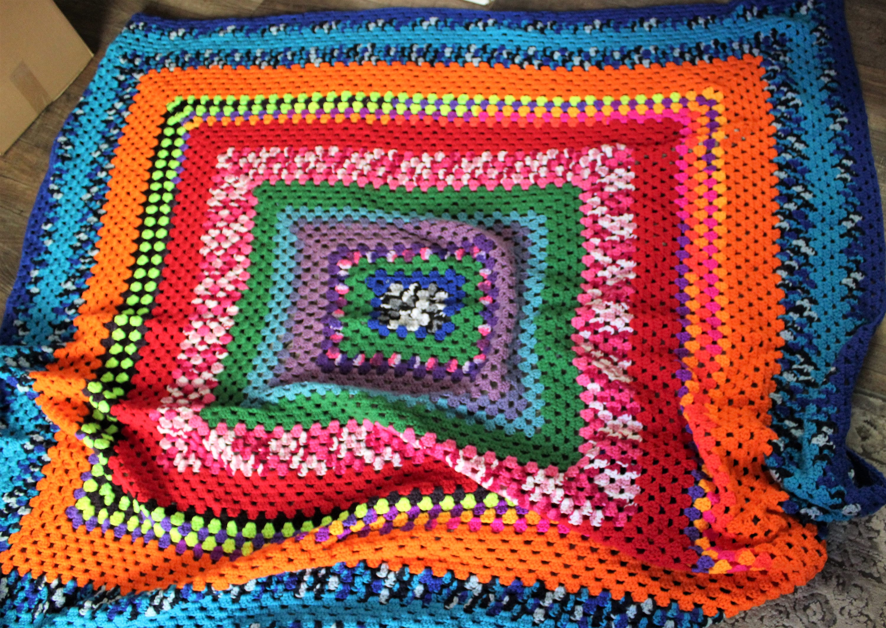 Handmade Crochet Blanket MCM Scandinavian Pattern 72” x 48”