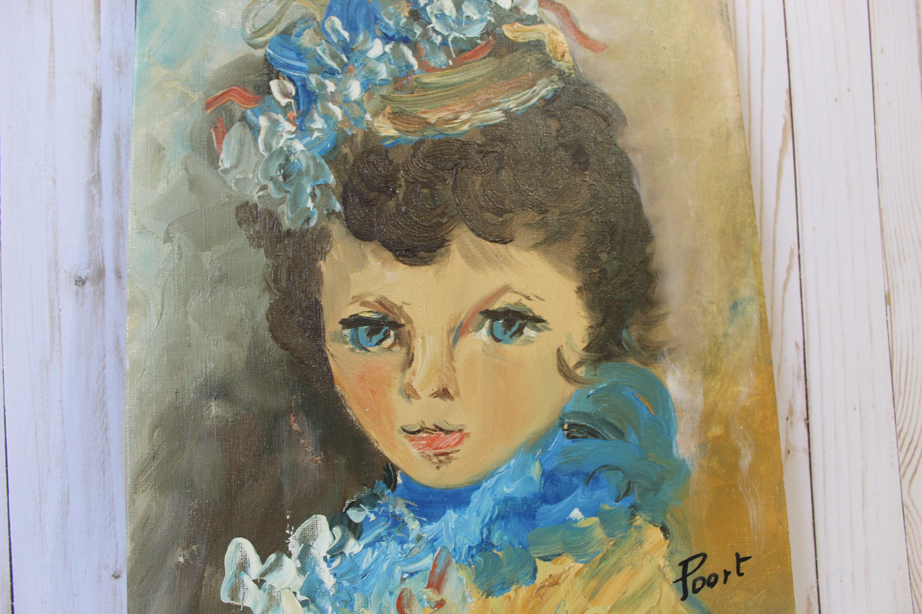 Vintage 60s 1960s Original Oil Paintings Portrait Signed Poort Belgium ...