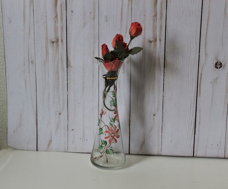 Vintage VIKING Hand Painted Floral Pink Rose Bud Vase - Etsy