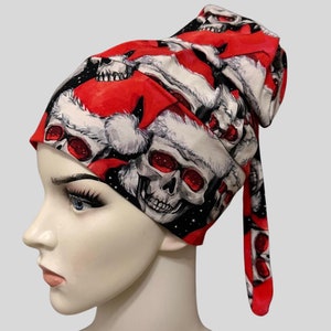 Scrub caps Gothic Christmas, surgical cap for nurses, ponytail scrub hat with skull Christmas Scrub Cap,  Surgical Scrub Hat