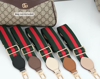 Crossbody Bag Strap, Wide Adjustable Purse Strap, Green Red Green, Shoulder Strap Replacement, Handbag Accessory, Woven Genuine Leather
