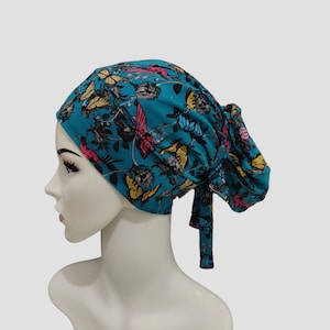 Nurse scrub cap, scrub ponytail, buterfly long hair nurse cap, bouffant, stretchy, surgical, with buttons, hats, medical cap, nurse surgical