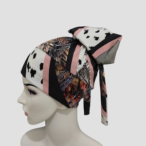 High bun scrub cap , nevensatelier, long hair nurse cap, bouffant, stretchy, surgical, with buttons, hats, medical cap, nurse surgical caps